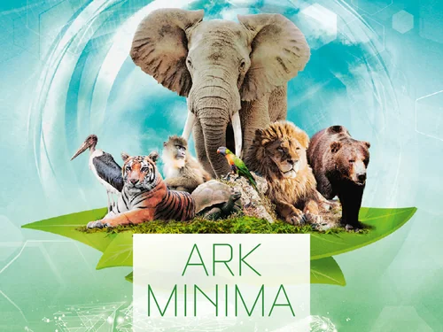 Ark Minima cover art: an elephant, tiger, lion, bear and other animals gathered above the title.