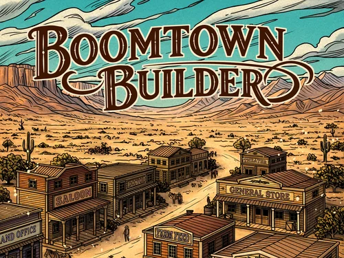 Boomtown Builder box art: the title over a desert frontier town with a saloon and general store.